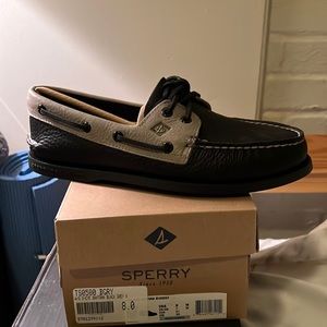 Sperry Top-Sider Authentic Original Daytona Boat Shoe Men size 8 Black/Grey